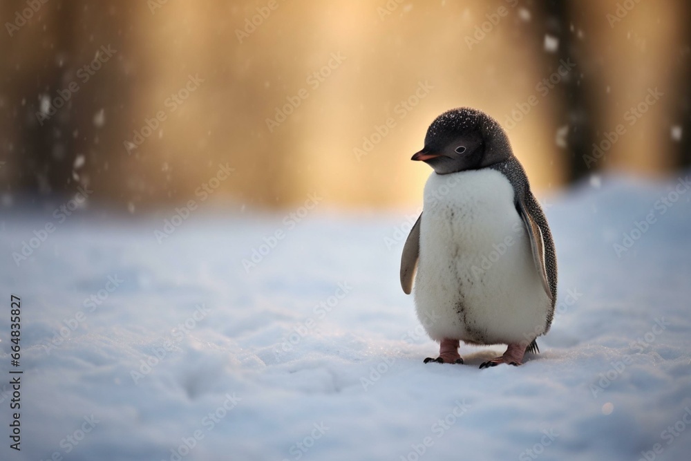 adorable penguin stands alone. Generative AI