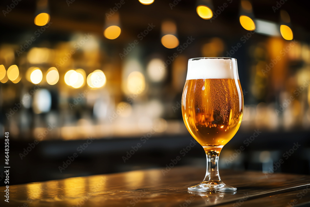 glass of beer in a restaurant, AI generated glass of beer in a restaurant, AI generated