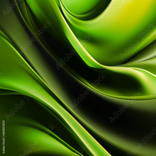 Fondo abstracto con formas sinuosas y difuminado de tonos verdes con luces y sombras