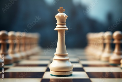 Chess pawn crowned on board. Success strategy startup concept. 3D rendering. Generative AI