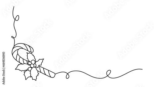 line art of candy cane for christmas vector, one line single line 