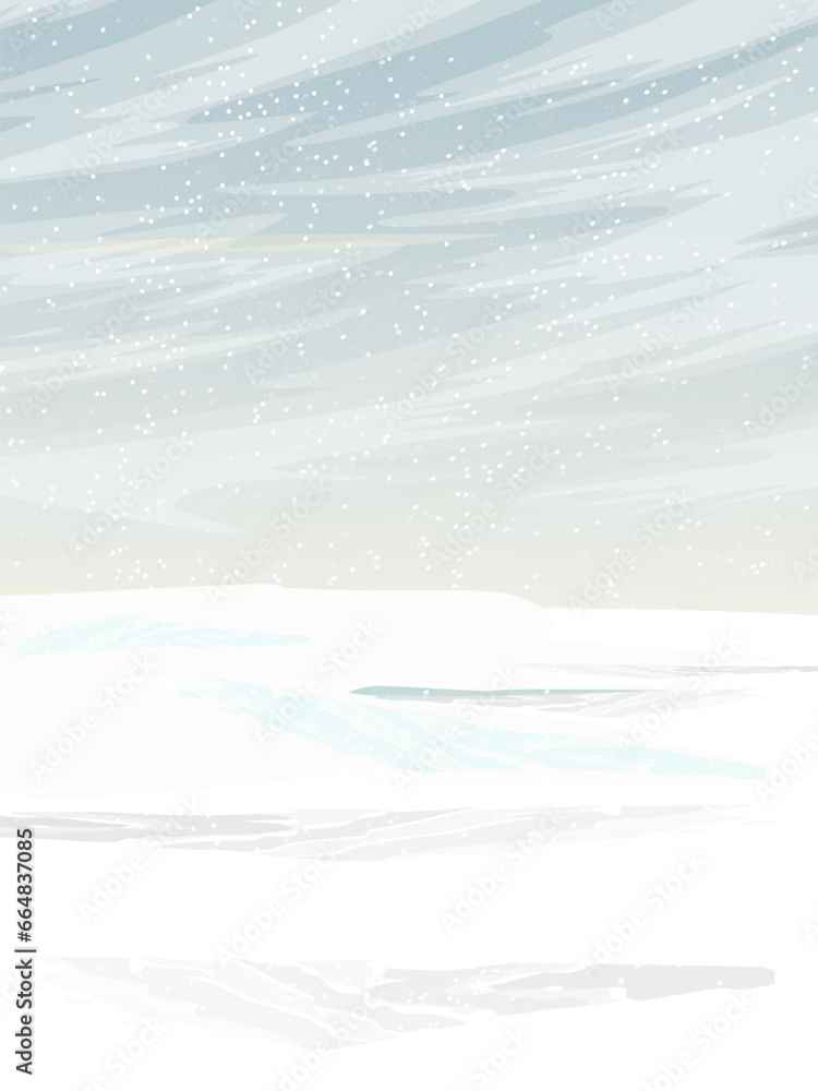 North. Valley covered with snow. Realistic vector vertical landscape North. Valley covered with snow. Realistic vector vertical landscape