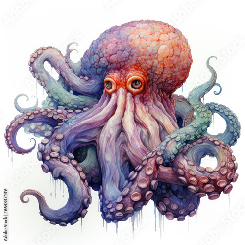 watercolor Octopus clipart  Generative Ai