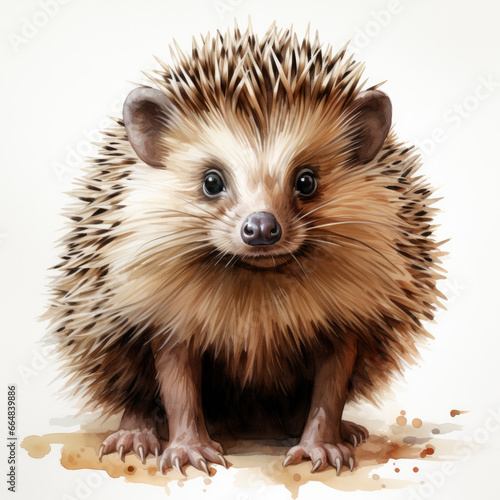 watercolor Hedgehog clipart, Generative Ai
