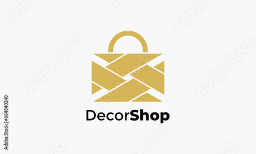 Decor e commerce bag shop store logo icon marketing delivery order online shopping retail business company technology