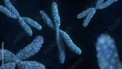 Visualization of a chromosomes, 3d rendering, DNA,  Genetics, illustration (ID: 664841421)