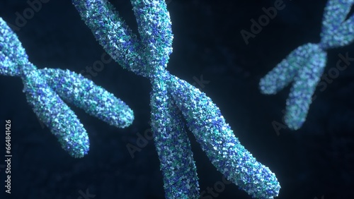 Visualization of a chromosomes, 3d rendering, DNA,  Genetics, illustration (ID: 664841426)