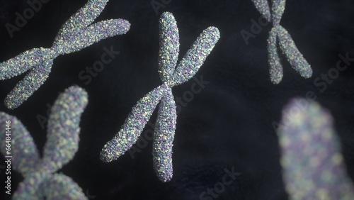 Visualization of a chromosomes, 3d rendering, DNA,  Genetics, illustration (ID: 664841446)
