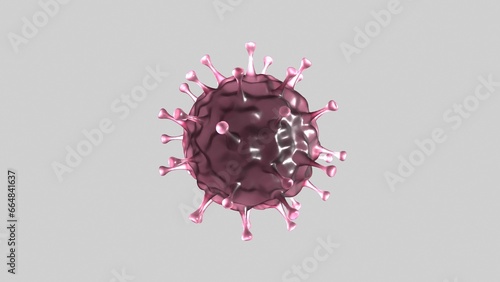3d rendering of a virus, isolated, single, virus visualization, (ID: 664841637)