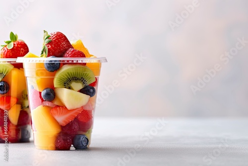 Fresh fruit salad to go with copy space.