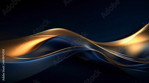 Gold and navy blue waves abstract.