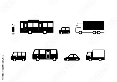 バス・トラック・乗用車のアイコンセット