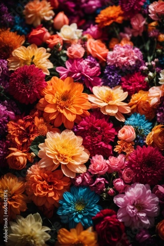 Colorful autumn chrysanthemum flowers as a background. © Viewvie