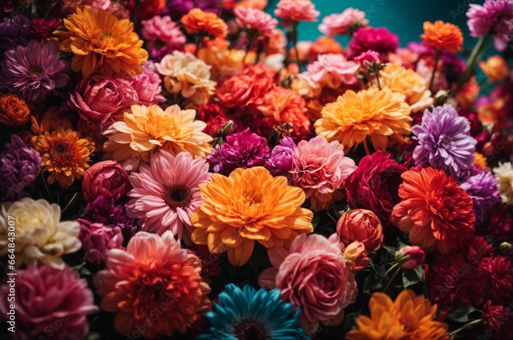 Naklejka premium Colorful autumn chrysanthemum flowers as a background.