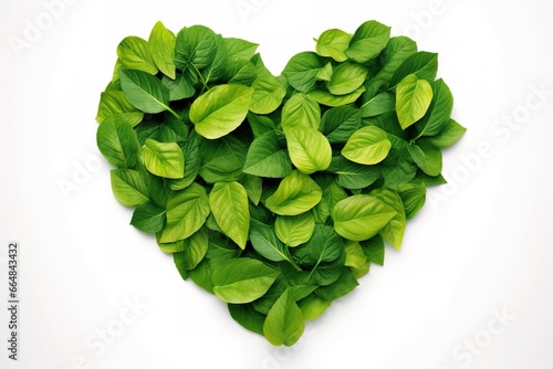 pile of heart shaped leaves on white background. generative AI