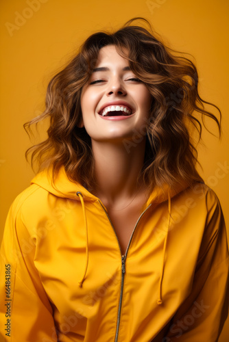 Woman with her eyes closed and smile on her face.