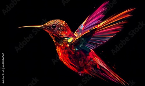 hummingbird logo with multiple colors flying through the air.. © MdKamrul