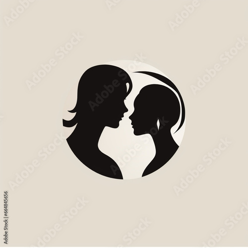 Silhouette of a man and woman in love vector illustration