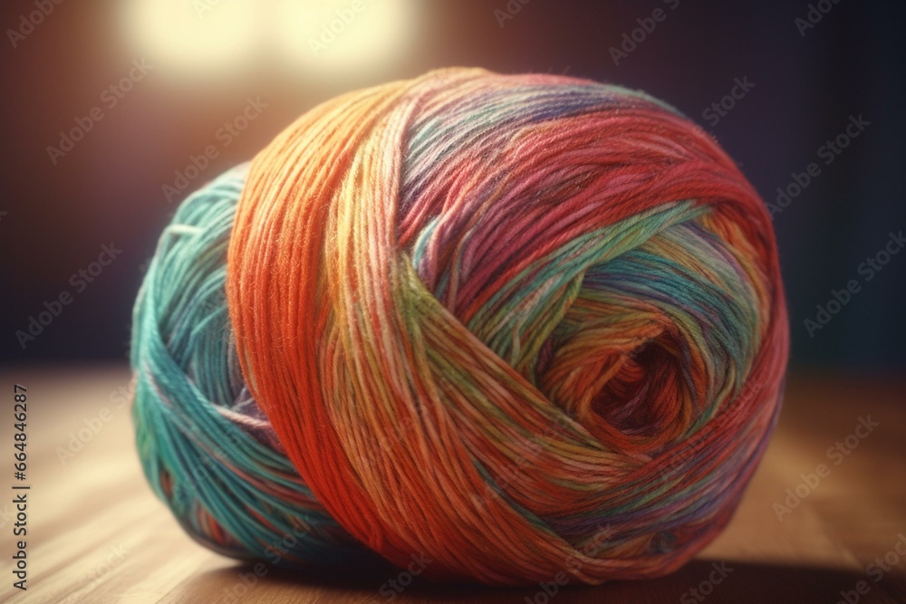 A description of an image featuring a ball of yarn. Generative AI