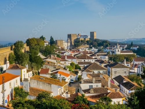 Tablou canvas a city view from the hilltop looking across the town towards the castle and hill