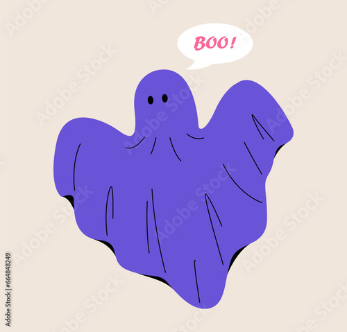 Halloween cloth ghost. Colorful vector illustration