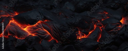 Closeup Of Black Volcanic Stones And Flowing Lava © Anastasiia