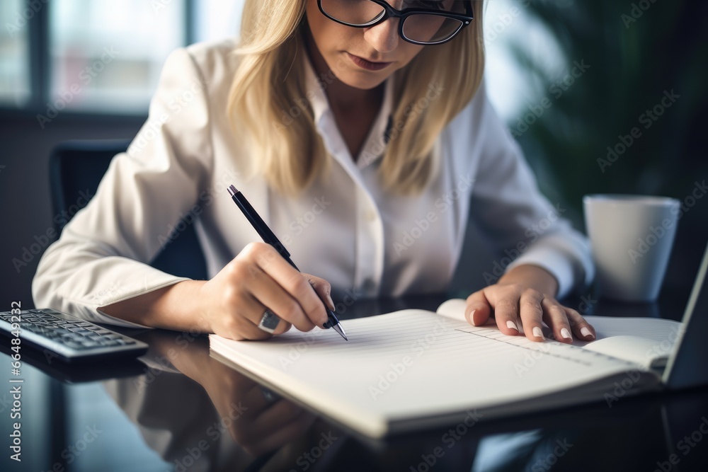 Candid shot of businesswoman writing or sign in document at office, CEO, Manager, Work space, meetings. Candid shot of businesswoman writing or sign in document at office, CEO, Manager, Work space, meetings.