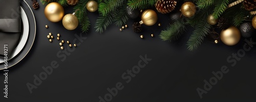 Christmas Dinner Table Frame With Festive Decorations
