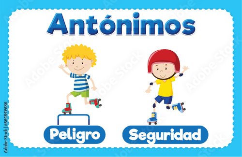 Spanish Language Word Card: Peligro and Seguridad