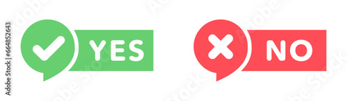 Green check mark and red cross icon.Set of simple icons in flat style: Yes-No, Approved-Disapproved, Accepted-Rejected, Right-Wrong, Correct-False, Green-Red, Ok-Not Ok. Vector illustration