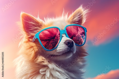 Chihuahua in sunglasses enjoying summer vibes