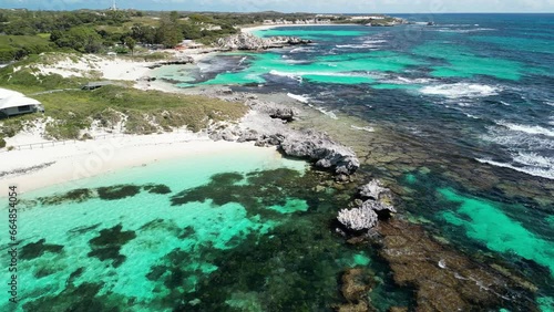 Rottnest Longreach Bay, Australia: Turquoise waters with rugged coastline - Aerial photo