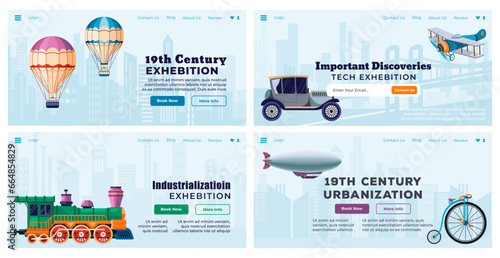 Web banner design set with urbanization exhibition
