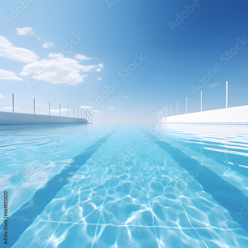 3d illustrated outdoor sea, water, with blue sky, sunny day, for holiday, diving, swimmig © chui