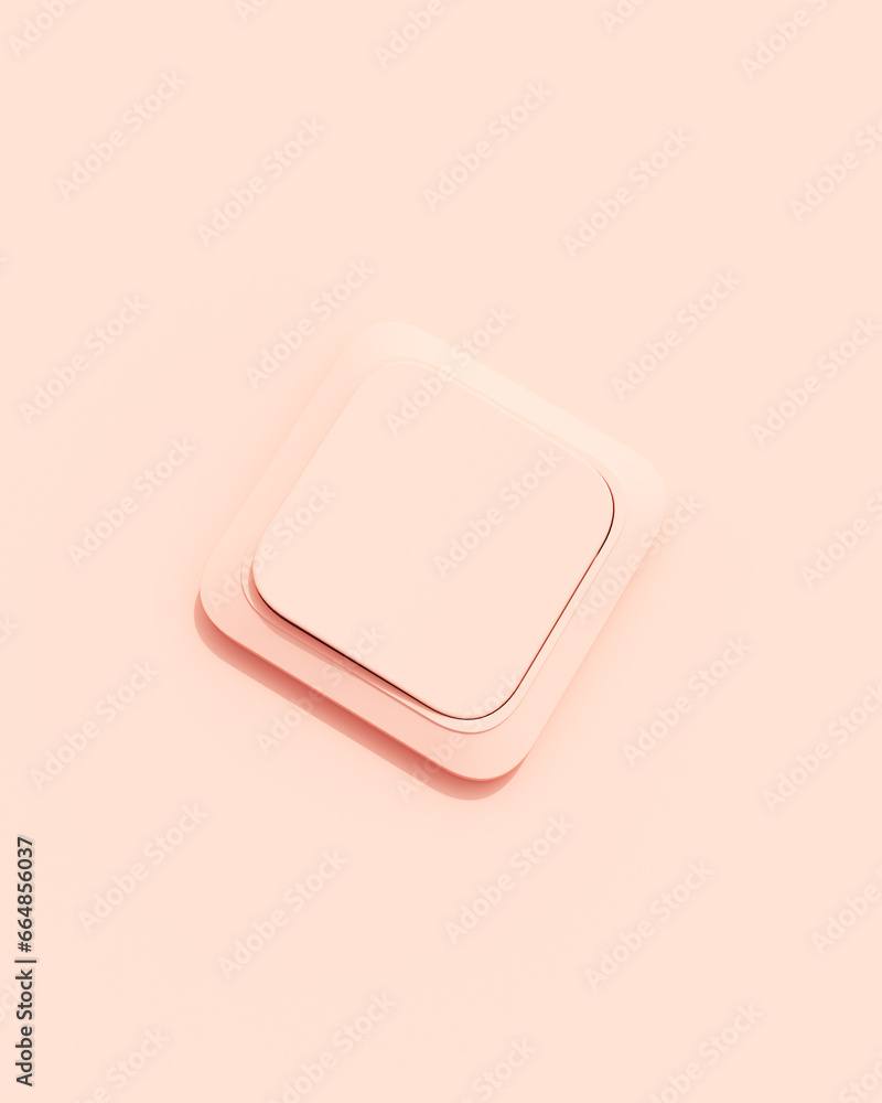 Rose pink button switch square technology design element pink peach background 3d illustration render digital rendering Rose pink button switch square technology design element pink peach background 3d illustration render digital rendering