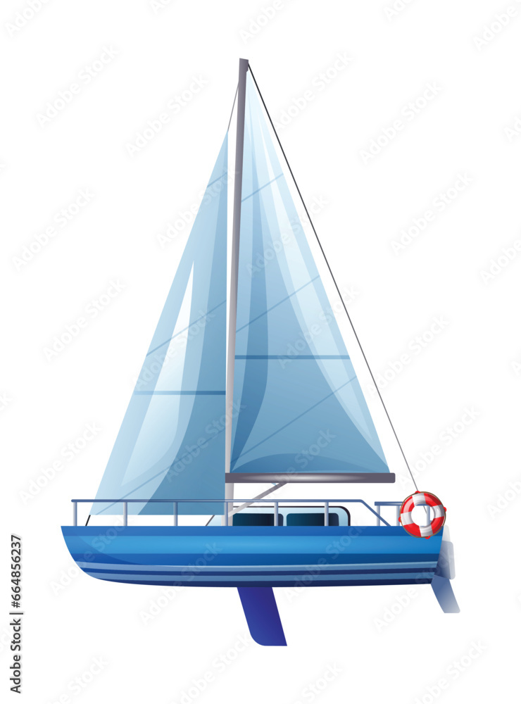 Sail boat or yacht vector illustration isolated on white background