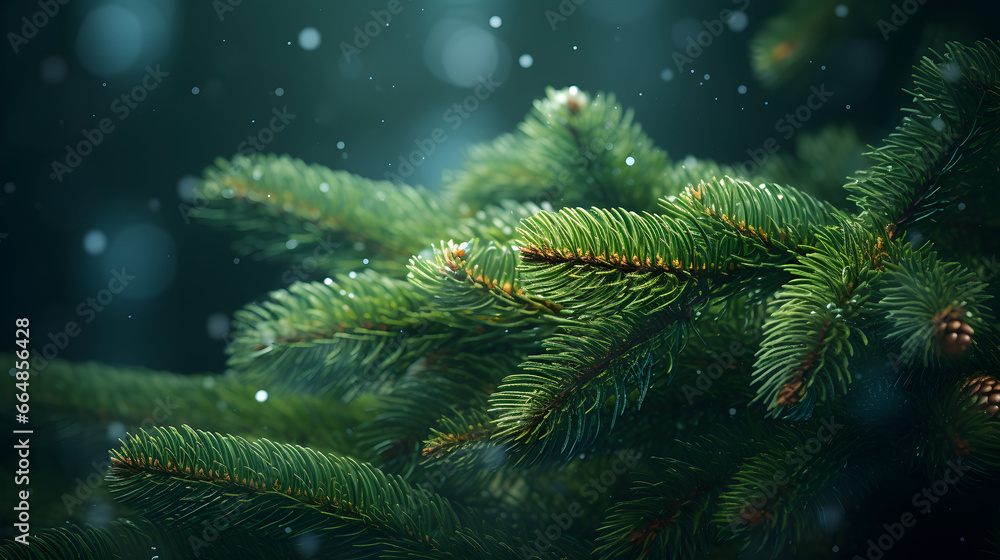 Christmas green spruce tree. AI generated image.