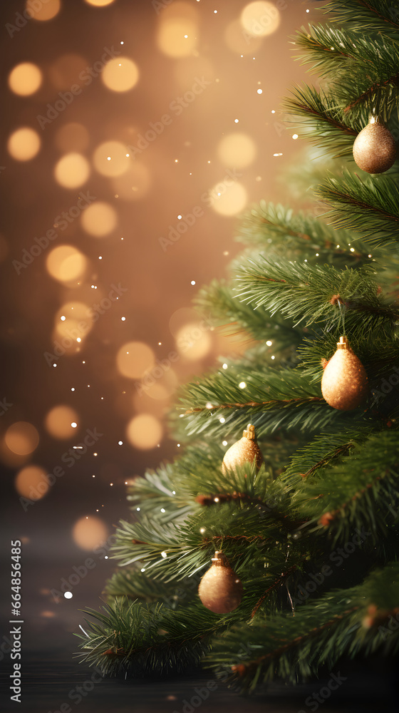 Christmas green spruce tree. AI generated image.