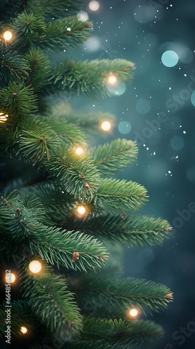 Christmas green spruce tree. AI generated image.
