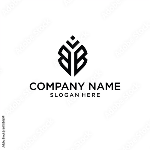 letter BB leaf-shaped logo, vector stock