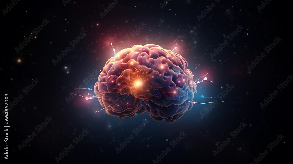 Brain concept in the deep space Brain concept in the deep space
