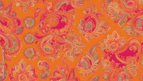 Floral paisley pattern leaves in nature generated by AI