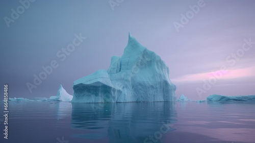 Frozen Beauty: Glacial Landscape of Snow-Capped Mountains, Icebergs, and Sea Ice