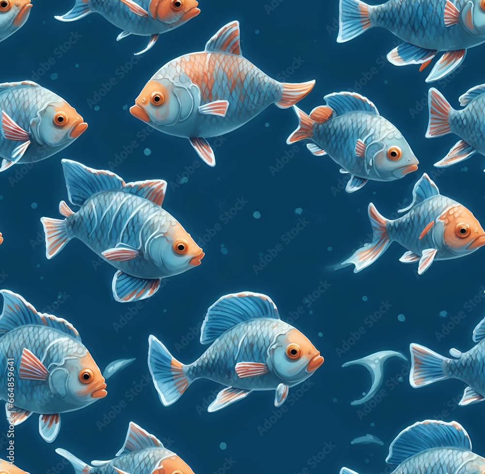 school of exotic fish, seamless pattern, generative ai school of exotic fish, seamless pattern, generative ai