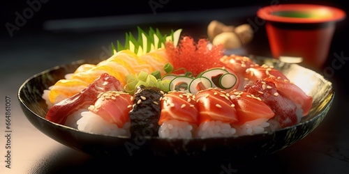 photos of delicious and appetizing sushi. Generative AI