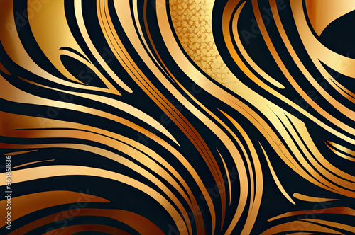 Golden lines pattern background with Generative AI. © CarlosTamsui