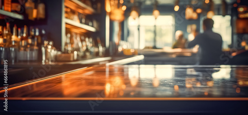 Blur shot of classic luxury counter bar drink.cocktail bartender with light gold bokeh background.beverage concepts