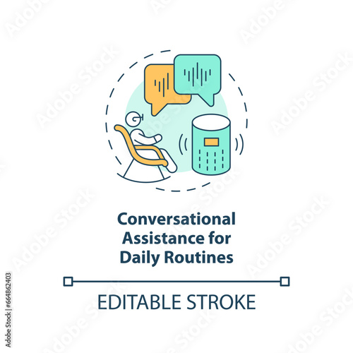 2D editable thin line icon conversational assistance for daily routines concept, isolated vector, multicolor illustration representing arena.