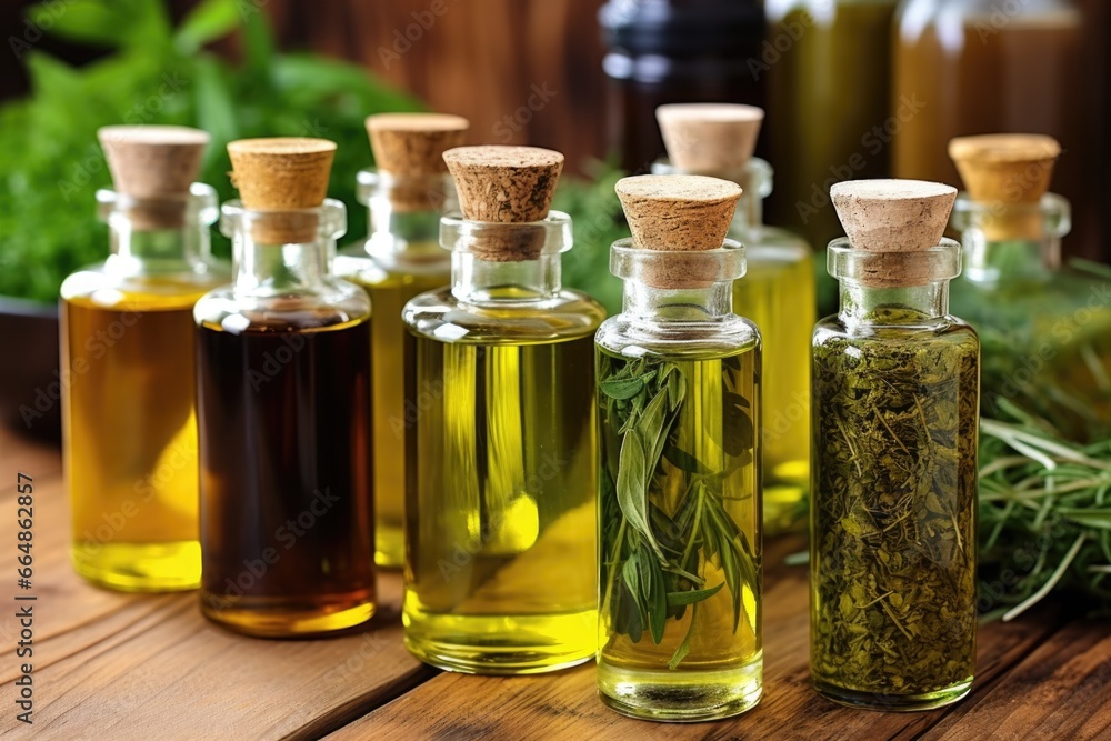 close up of herbal extract bottles on a wooden table close up of herbal extract bottles on a wooden table