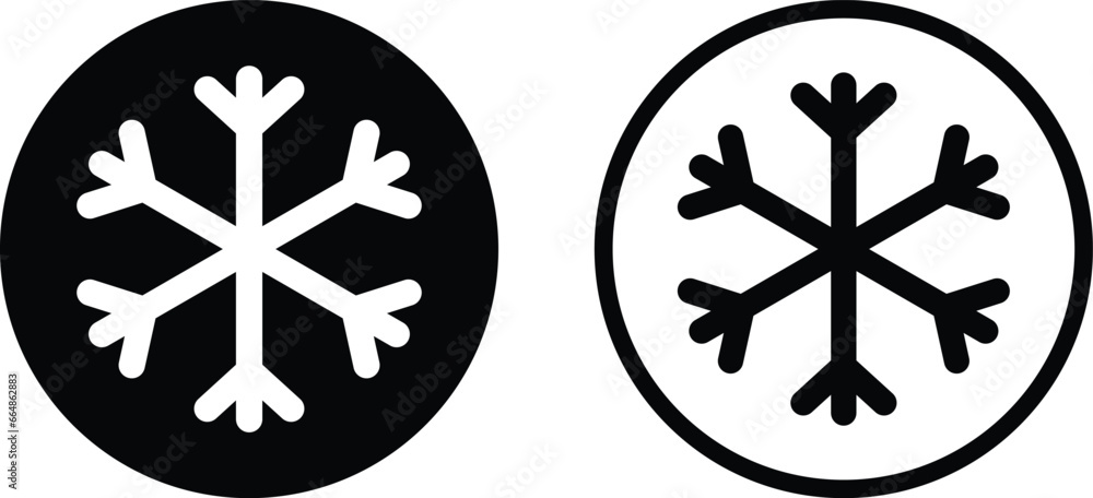 Snowflake icon set vector in two styles isolated on white background Snowflake icon set vector in two styles isolated on white background